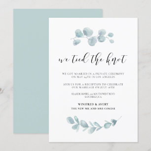 We tied the knot Greenery wedding announcement