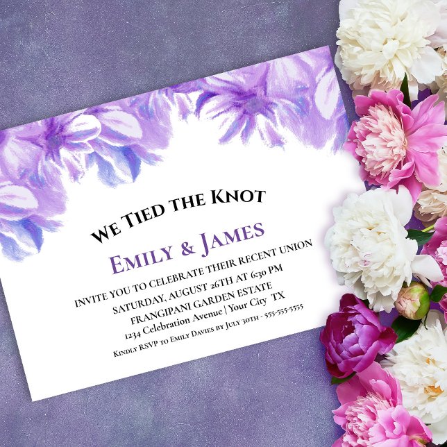 We Tied the Knot Lavender Floral Wedding Reception Invitation (Creator Uploaded)