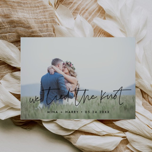 We tied the knot Modern design photo card (Creator Uploaded)