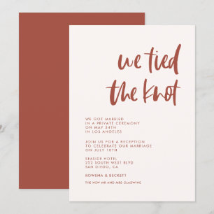We tied the knot Modern elegant snow pink card