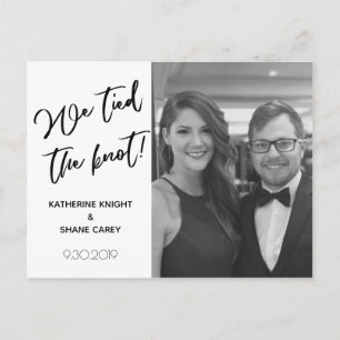 We Tied The Knot Modern Wedding Announcement Photo Postcard