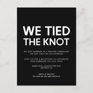 We tied the knot Modern wedding announcement Postcard