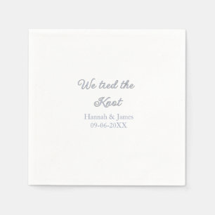 we tied the knot name wedding engagement date blue napkin