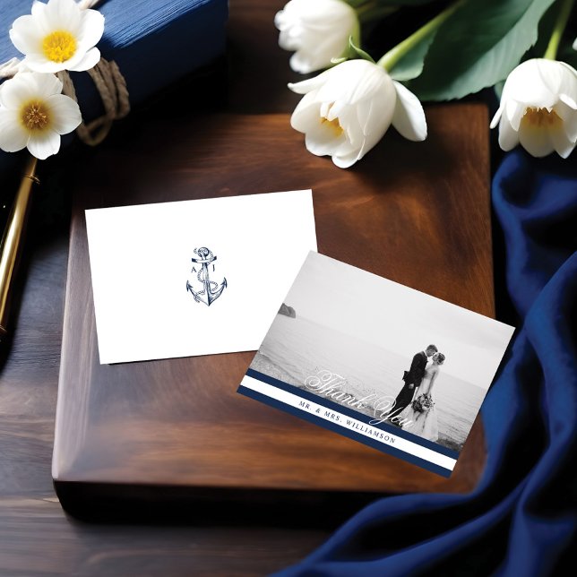 We Tied The Knot Nautical Navy & White Save The Date (We Tied The Knot Nautical Navy & White Save The Date)