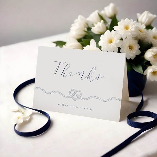 We Tied The Knot Nautical Navy & White Thank You Card (We Tied The Knot Nautical Navy & White Thank You)