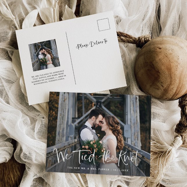We Tied the Knot | Photo Elopement Announcement Postcard (Creator Uploaded)