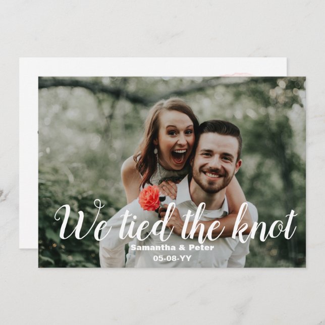 We tied the Knot | Photo Wedding Announcement (Front/Back)