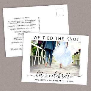 We Tied The Knot Photo Wedding Reception Invitation Postcard