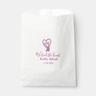 We tied the knot pink heart knots name date romant favour bags