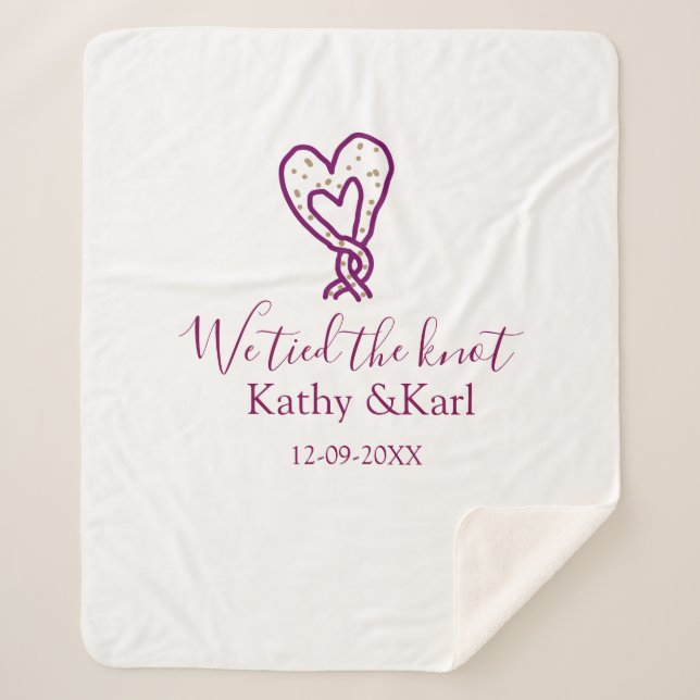 We tied the knot pink heart knots name date romant sherpa blanket (Front)