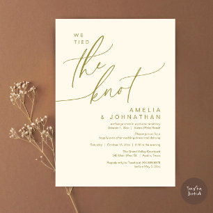 We tied the knot, Romantic Wedding Dinner Party Invitation