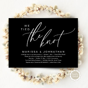 We Tied The Knot Romantic Wedding Elopement Dinner Invitation