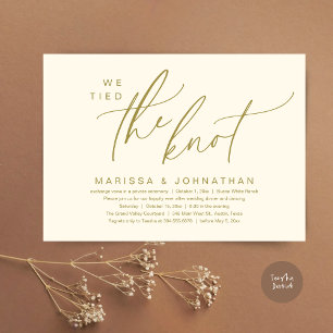 We Tied The Knot Romantic Wedding Elopement Dinner Invitation