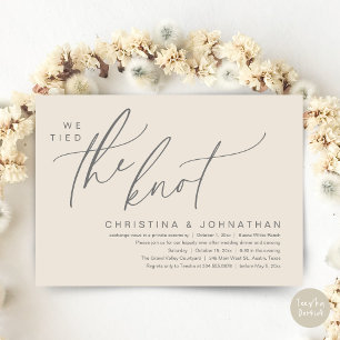 We Tied The Knot Romantic Wedding Elopement Dinner Invitation