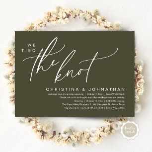 We Tied The Knot Romantic Wedding Elopement Dinner Invitation