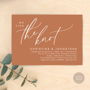 We Tied The Knot Romantic Wedding Elopement Dinner Invitation