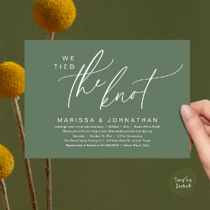 We Tied The Knot Romantic Wedding Elopement Dinner Invitation