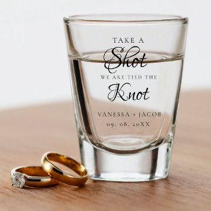We tied the knot so take a shot Wedding Favour Glass