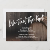 We Tied the Knot Typography Wood Barrel Reception