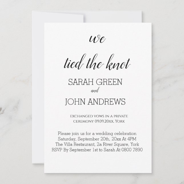 We tied the knot wedding announcement (Front)