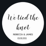 We tied the knot Wedding Classic Round Sticker<br><div class="desc">We tied  the knot Wedding Announcement Round stickers</div>