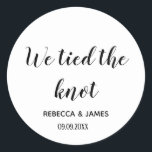 We tied the knot Wedding Classic Round Sticker<br><div class="desc">We tied  the knot Wedding Announcement Round stickers</div>