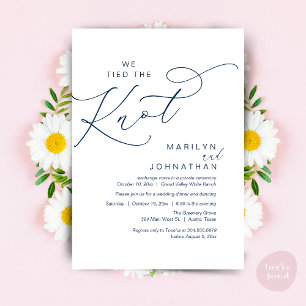 We tied the knot, Wedding Elopement Dinner Party Invitation