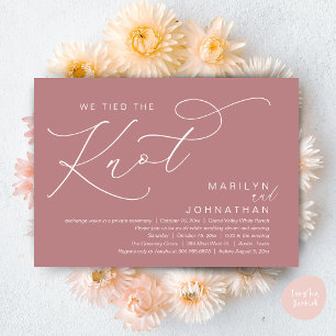 We Tied The Knot, Wedding Elopement Dinner Party Invitation