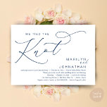 We Tied The Knot, Wedding Elopement Dinner Party Invitation<br><div class="desc">Mark the beginning of your forever with elegance using our contemporary navy blue theme wedding elopement celebration invitation card, "We tied the knot". Perfect for couples extending their joyous occasion, this invitation exudes sophistication with a hint of playfulness, setting the stage for a memorable event. Adorned with a timeless modern...</div>