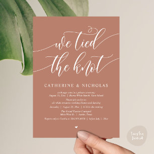 We tied the knot, Wedding Elopement Dinner Party Invitation