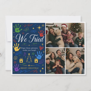 We Tried Christmas Funny Family Photo Holiday Card