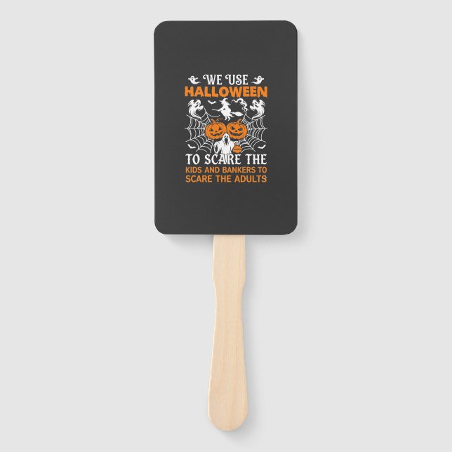 We Use Halloween Scare Ghost Pumpkins Witch Spider Hand Fan (Front)