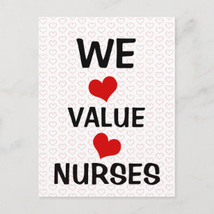 We Value Nurses Hearts Postcard