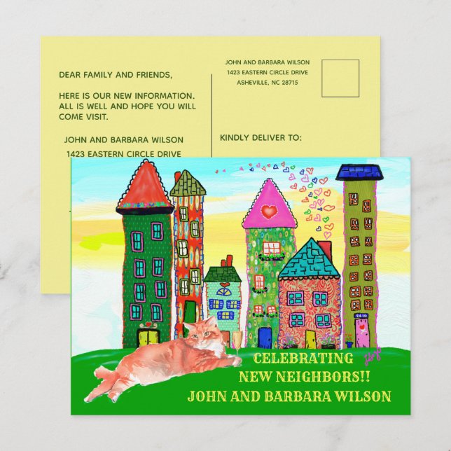 We’ve Moved Budget City Apartment Houses Moving Announcement Postcard (Front/Back)