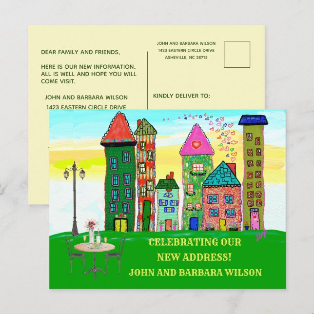 We’ve Moved Budget City Apartment Houses Moving Announcement Postcard (Front/Back)