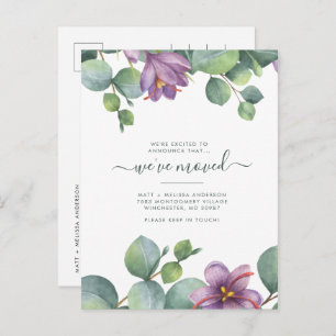 We’ve Moved Eucalyptus Purple Foliage Moving Postcard