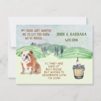 WE’VE MOVED FUN FAMILY DOG BUDGET MOVE ANNOUNCEME