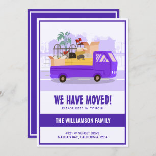 We’ve Moved Purple Truck On The Road Moving Announcement