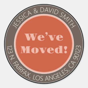 We’ve Moved!   Retro-Modern Address Classic Round Sticker