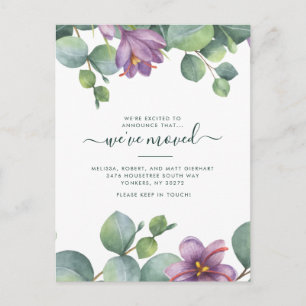 We’ve Moved Watercolor Eucalyptus Moving Announcement Postcard