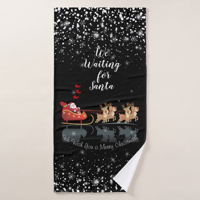 We Waiting for Santa Ho! Ho! Ho! Winter Holiday Bath Towel Set (Bath Towel)