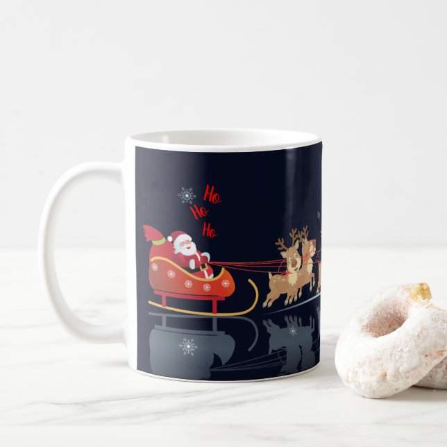 We Waiting for Santa Ho! Ho! Ho! Winter Holiday Coffee Mug (With Donut)