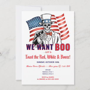 We Want Boo Patriotic Halloween Costume Party Invitation