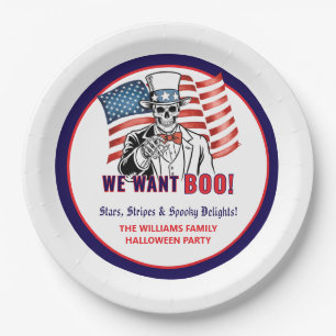 We Want Boo Patriotic Halloween Costume Party Paper Plate