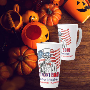We Want Boo Patriotic Halloween Skeleton Uncle Sam Latte Mug