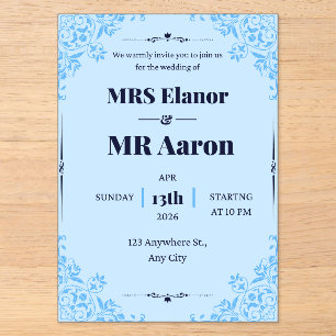 We warmly invite you for the wedding of acrylic invitations
