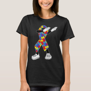 We Wear Blue Autism Awareness Puzzle Piece Dabbing T-Shirt