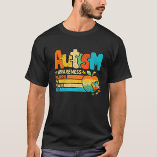 We Wear Blue For Autism Awareness Teacher Mum Moth T-Shirt
