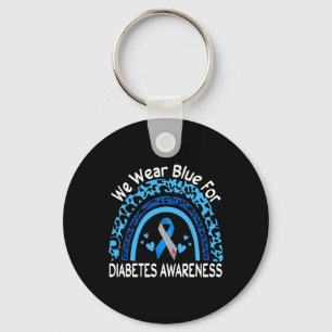 We Wear Blue For Diabetes Awareness Leopard Rainbo Key Ring