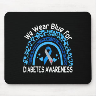 We Wear Blue For Diabetes Awareness Leopard Rainbo Mouse Pad